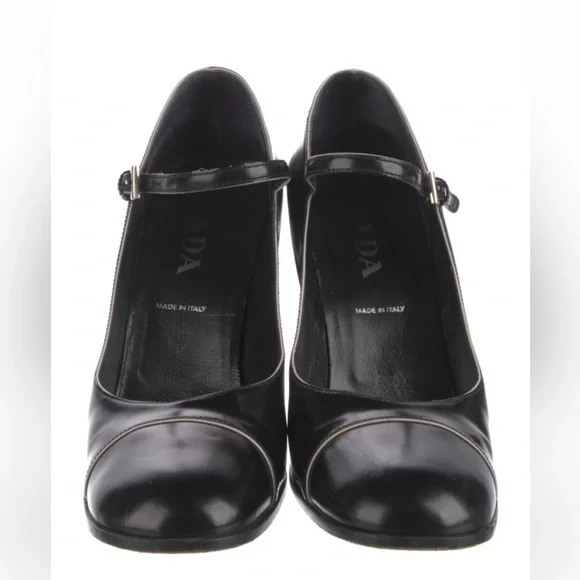 Prada Black Leather Mary Jane Pumps - Size 9 - Picture 3 of 5